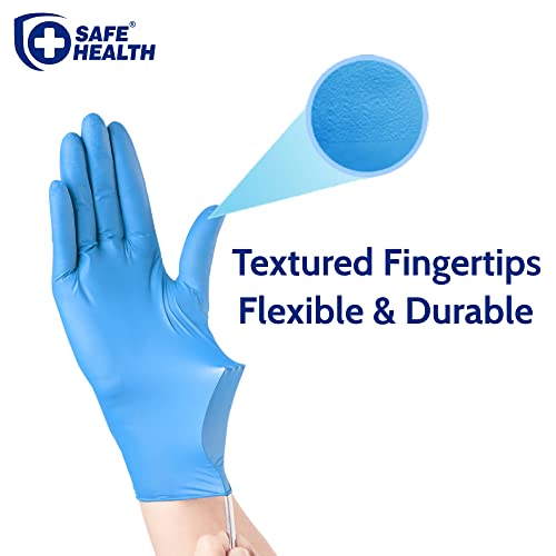 Safe Health Nitrile Exam Gloves – 4 mil, Latex-Free, Powder-Free, Disposable, Blue, Medical Grade, Food, Cleaning Use - size: Medium, style: Royal Blue - Box of 100