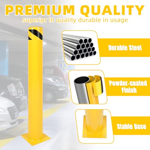Kojem 42 inch Steel Safety Bollard Parking Barrier Post Safety Bollard - size: 1Pc