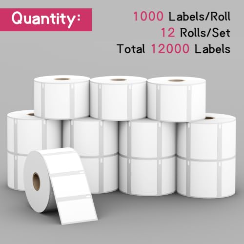 12 Rolls, 12000 Barcodes Labels Replacement for DYMO 30334 1-1/4" x 2-1/4" - size: 2-1/4" x 1-1/4" | 30334-12 Rolls