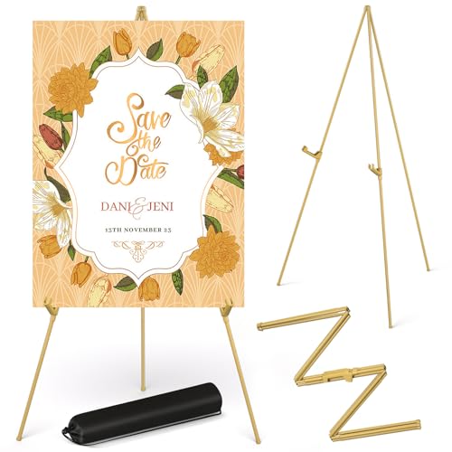 Display Easel Stand for Wedding Sign, Tripod Collapsible Portable Easel