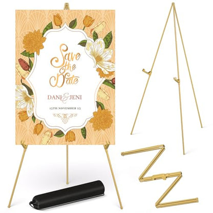 Display Easel Stand for Wedding Sign, Tripod Collapsible Portable Easel