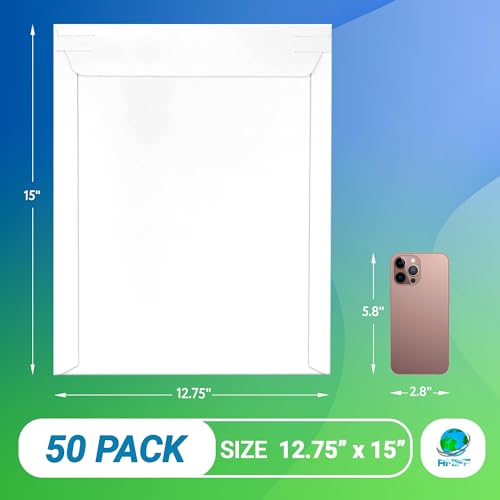 Rigid Mailers with Self-Seal, White 12.75 x 15 Inches, 25 Pack, 550 GSM Thick Paperboard Envelopes for Documents, Photos, CDs - color: White, size: 12.75" x 15" / 25 Pack