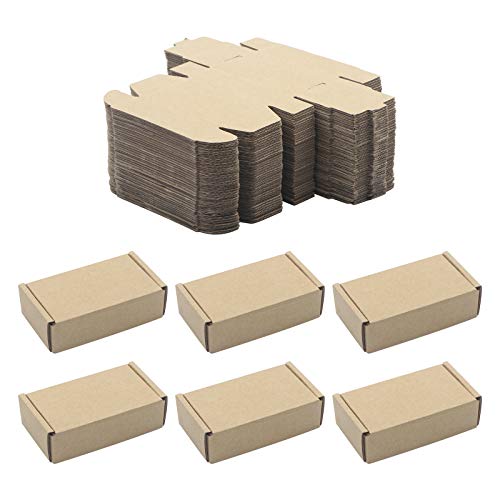 Ellbest 50 Pack Kraft Paper Boxes, Foldable Rectangular Paper Box Packing Box for shipping, Storaging Small items, Brown, 3.62 x 1.98 x 1.02 inches - size: 3.62 x 1.98 x 1.02 inches