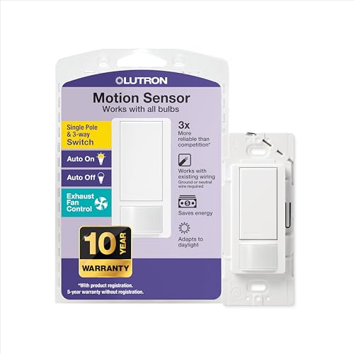 Lutron Motion Sensor Light Switch, 5 Amp 3-Way, for Lighting and Fans - color: White, size: 1 Pack, style: 5-Amp 3 Way Switch