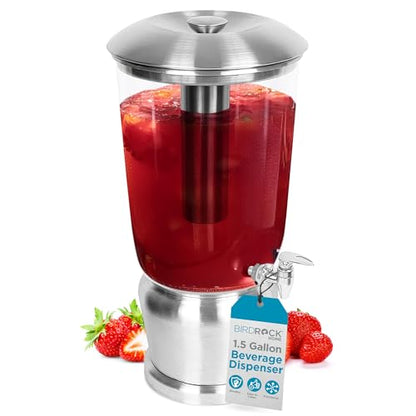 BIRDROCK HOME Large Beverage Dispenser with Stand, 1.5 Gallon - size: 1.5 gallon