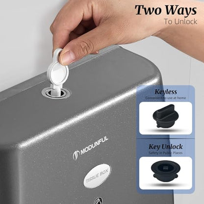 modunful Wall-Mounted Paper Towel Dispenser: Built-in Sample Towel – ABS Wall Box, Grey Pearl Finish, Two Lock Options, No Drilling Installation for Apartments & Small Spaces & RV - color: D-251 Grey