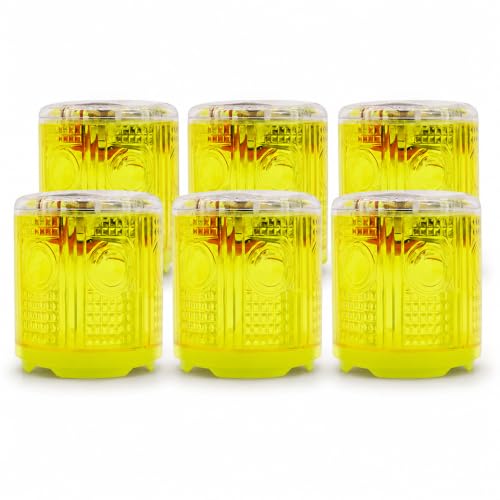 Solar Strobe Warning Lights, 6-Pack Magnetic Base, Auto Night Flashing - color: Yellow-6PCS