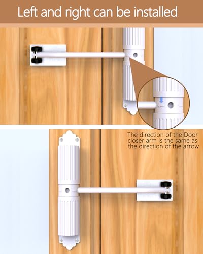 2 Pack White Adjustable Door Closers, to Convert Hinged Doors to Self Closing Doors.Up to 140LB can be Pushed - color: 2 Pack white