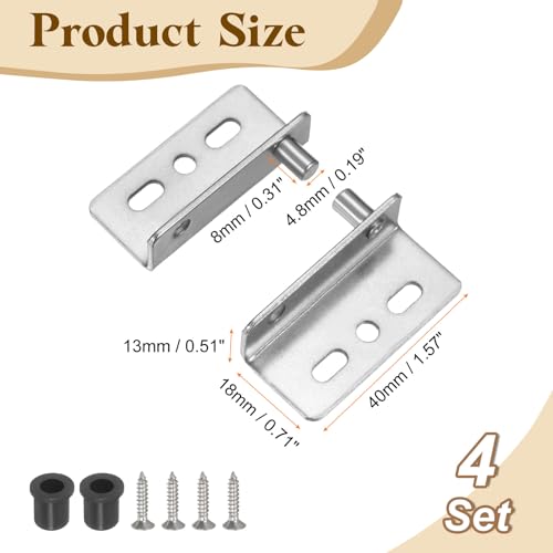 uxcell 4Set Pivot Hinge, 40 x 18 mm Heavy Duty Iron Concealed Shaft Door Hinges with Bushing Kit for Furniture Cabinets Wood Doors, Silver - color: Silver