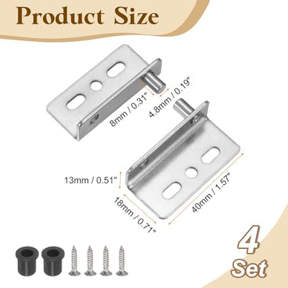 uxcell 4Set Pivot Hinge, 40 x 18 mm Heavy Duty Iron Concealed Shaft Door Hinges with Bushing Kit for Furniture Cabinets Wood Doors, Silver - color: Silver