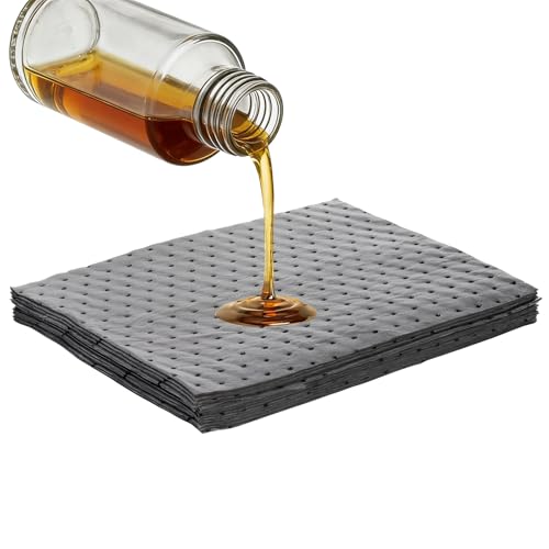 10 PCS Oil Absorbent Pads, 13"x10" Reusable Spill Pads Absorb Oil, Grease & Fluid, High Absorbency Weight Dimpled Mats Spill Control Supplies for Automotive Workshop - color: 10 PCS