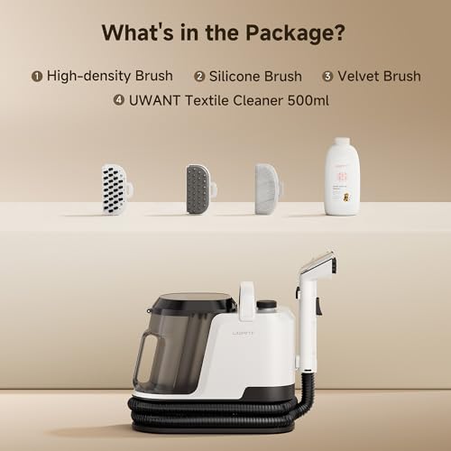 Uwant Carpet Cleaner Machine 18Kpa Portable Carpet Cleaner for Cars Couch, 2in1 Water Tank Upholstery Cleaner, Spot Cleaner with Cleaning Tools, 2.4 Liter Set of 1 - color: White-Cappuccino