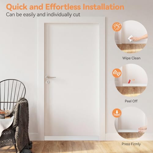 Ohuhu 118" Silicone Door Draft Stopper, 1" Wide Adhesive Weather Stripping - color: White, size: 118"L x 2"W