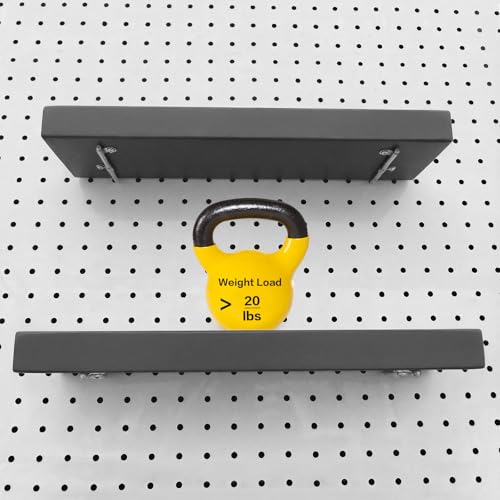 Black Pegboard Shelves with Lip, 3Pack 14" x 4" Peg Board Racks & Brackets - color: Black