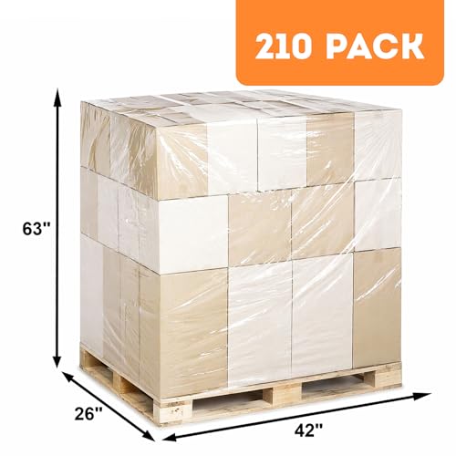APQ Pack of 210 Plastic Pallet Covers 42 x 26 x 63. Clear Reusable Low Density Polyethylene Pallet Bag Covers 42x26x63. Thickness 1.5 mil. Ideal for Industrial Needs, Warehousing, Transportation. - size: 42" x 26" x 63" / 1.5 mil / 210 Pack
