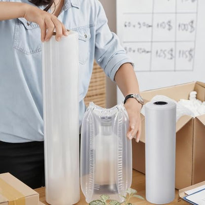 BENECREAT 3000Pcs Air Pillow Cushion Film Roll, Air Pillows for Shipping, Inflatable Cellophane Packing Material, Purse Stuffing, 984ft x4inx7.9in - size: 7.9inch Wide
