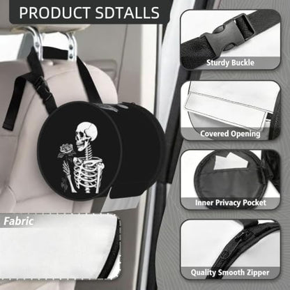 Roses Rock and Roll Skeleton Skull Cylinder Tissue Holder,Toilet Hanging Tissues Box for Bathroom Home Travel - color: Roses Rock and Roll Skeleton Skull