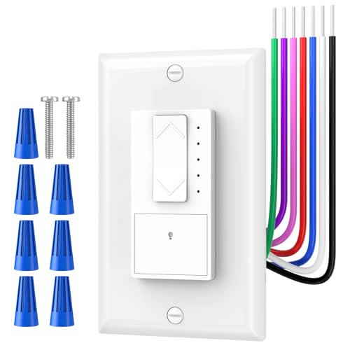 0-10V Dimmer Switch 120V Single Pole/ 3-Way Max 300W LED Light Control Commercial Grade Low Voltage Stepless Dimming Wall Switch Complete Kit with Wall Plate for Low Bay Panel Lights White ETL Listed
