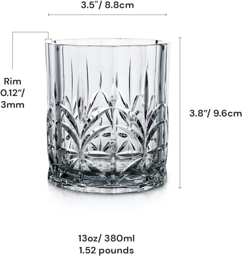 BELLAFORTE Shatterproof Tritan Plastic Short Tumbler, Set of 4, 13oz - Myrtle Beach Unbreakable Crystal Cut Old Fashioned Drinking Glasses for Party, Gifting - BPA Free - Dishwasher Safe - Smok Grey - color: Smoke Grey