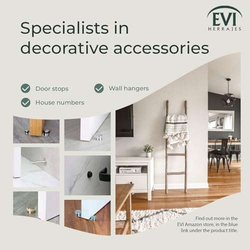 EVI Herrajes | Adhesive Door Stop | Threaded Base | W:1,1in H:0,8in | Leather Brass Finish | Silicone Black Rubber | Simple Fixation | 100% Functional | Mod. I-103/28 - color: Antique Leathe Brass, size: 1.10x0.79in