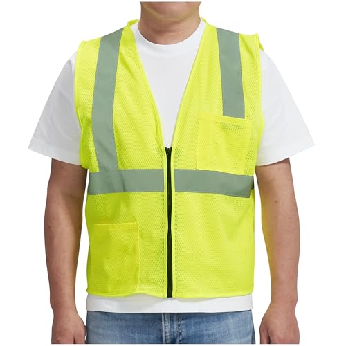 AYKRM 2 Pocket Mesh High Visibility Reflective Safety Vest for men & Women ANSI/ISEA 107 Standards - color: Yellow, size: 6X-Large