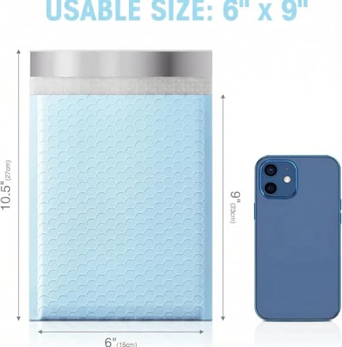 Metronic Bubble Mailer 6x10" 100 Pack Light Blue Self Seal Padded Envelopes - color: Light Blue, size: 6x10" 100PC