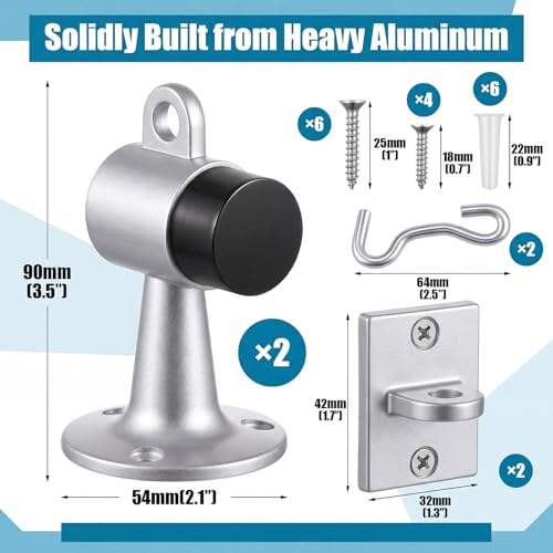 Yaocom 2 Pack Floor Mounted Door Stops, 3.5 Inch, Silver - color: Silver
