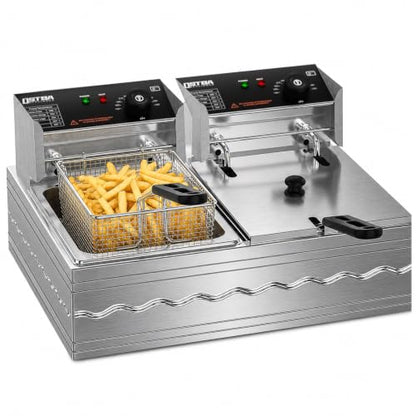 OSTBA 20.7QT Commercial Electric Deep Fryer with Basket, Stainless Steel - size: 20.7QT