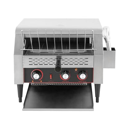 450 Slices/H Commercial Electric Conveyor Toaster w/ 7 Speed Adjustable Countertop Stainless Steel Bread Toaster for Bagel Burgers bun Baked Food Sandwich, 2400W Heavy Duty Restaurant Toaster