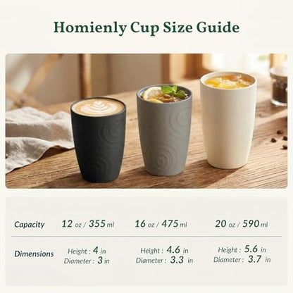 Homienly Premium Wheat Straw Cups, 20oz Lightweight and Unbreakable Drinking Cups Set of 6, Reusable Water Glasses Microwave and Dishwasher Safe Cup Set for Coffee, Milk, Juice - GreyStone - color: GreyStone, size: 20 Ounces