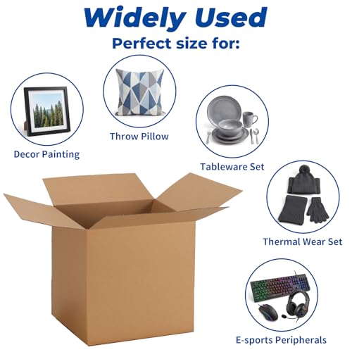 CRUGLA 12x12x12 Shipping Boxes 10 Pack, Brown Corrugated Cardboard Boxes with Side-Lock and Pre-Applied Double-Sided Tape, Easy Assemble Packing Mailer Boxes for Small Business Shipping - size: 12x12x12 Inch 10 Pack