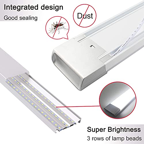 2FT LED Tube Flush Mount Light, 26W 2300LM LED Ceiling Shop Lighting Closet Light Fixture for Garage Kitchen Closet Laundry, 6500K Daylight White (2 Pack)