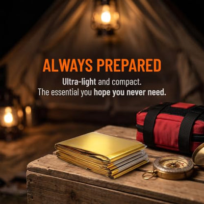 160 X 210CM Gold Silver Double Sided Thermal Space Blanket, Waterproof Windproof Emergency Survival Mylar Blanket for Camping Hiking Outdoor