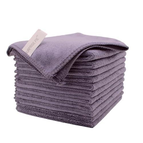 Premium 400 GSM Microfiber Cleaning Cloths, 12 Pack Ultra Absorbent Lint-Free Cleaning Rags & Towels for Car Detailing, Kitchen, Glass & Household Cleaning, Reusable Washable 12" x 12" - color: Grey