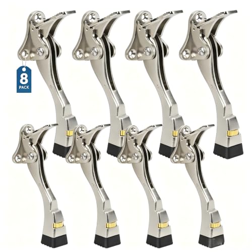 Gotega Door Stoppers, 4 Inch Kickdown Door Stop for Bottom of Door, 8 Pack - color: Satin Nickel, size: 8 Pack