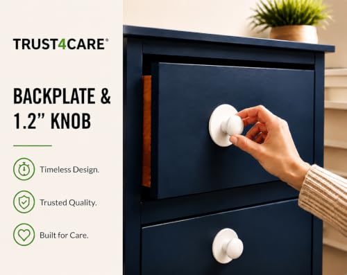 trust4care 4-Pack 2.0" White Backplates of Bifold Closet Cabinet Knobs - color: White