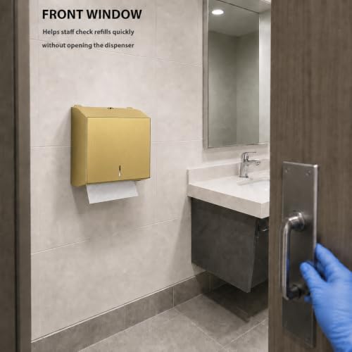 Stainless Steel Paper Towel Dispenser Wall Mount for Commercial Bathrooms - color: 3816-gold