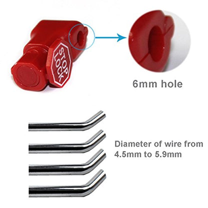 BETERTEK Peg Hook Stop Lock for Prevent The Sweep Theft of Displayed Products on A Wire Peg, Plastic Red 6mm Security Lock, Retail Shop Anti-Theft Display Slatwall Red Stop Lock, 50 Pcs