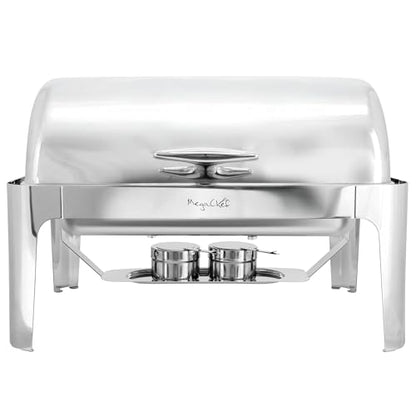 MegaChef 9.5 Quart Oblong Roll Top Stainless Steel Professional Kitchen Chafing Dish/Food Warmer/Buffet Server Serving Trays for Entertaining, Catering, Large Gatherings (9.5 Quart) - size: 9.5 Quart