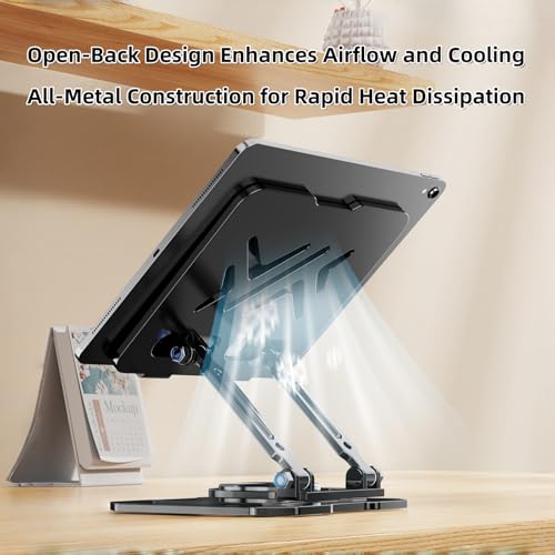 Ultra-Stable 360° Rotatable Metal Tablet Stand, Adjustable Folding Desktop Stand for iPad/iPhone/Switch, Universal Use for Office/Movie/Studying/Drawing/Gaming, Black - color: Soccer Stand - Black