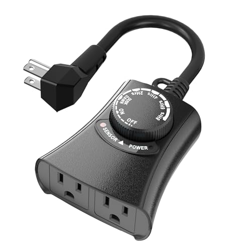 HBN Outdoor Light Timer, Dusk to Dawn Light Sensor Outlet,2 Grounded Outlet - size: 2 Outlets