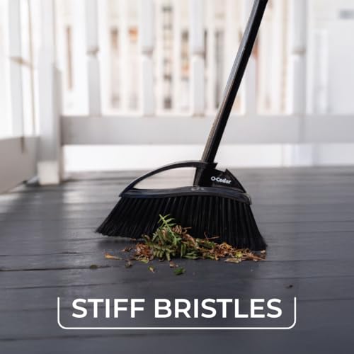 O-Cedar Strong Sweep Broom and Dustpan Set with Detail Brush | Indoor Outdoor Heavy Duty Stiff Bristle Broom | Step-On Dust Pan - size: Strong Sweep Broom and Brush