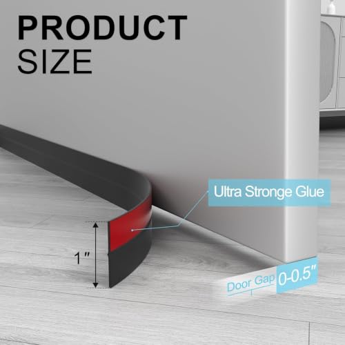 Elvone Weather Stripping Door Seal, 36ft Adhesive Silicone Strip, Black - color: Black, size: 36ft x 1 in