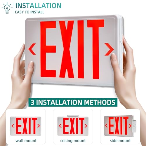 Universal Red Light LED Exit Sign OSHA Commercial, 1 Pack - color: White Housing+Red Letter, size: 1 Pack