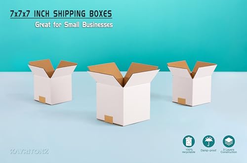 7x7x7 inch Small Shipping Boxes, 7 x 7 White Box, 15 Pack - size: 7x7x7-inch 15-Pack
