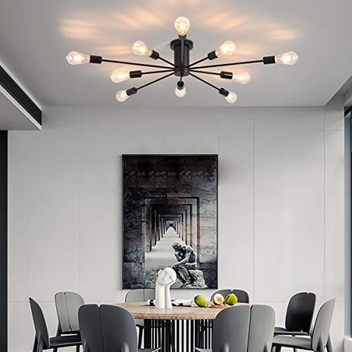 Garwarm Black Sputnik Ceiling Light Fixture, 10-Light Sputnik Chandelier - color: 10-Light,Black