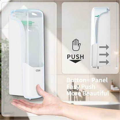 Soap Dispenser Wall Mount, 300ml No-Drill Adhesive or Screw Mounting - color: White