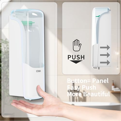 Soap Dispenser Wall Mount, 300ml No-Drill Adhesive or Screw Mounting - color: White