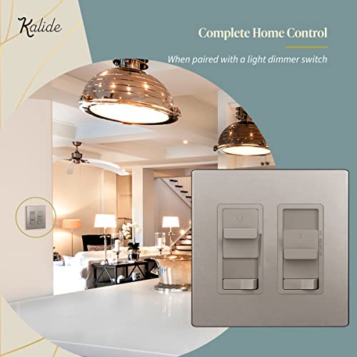 TOPGREENER Ceiling Fan Control and Light Switch, 3-Speed, Nickel - color: Nickel, size: Light Switch with Fan