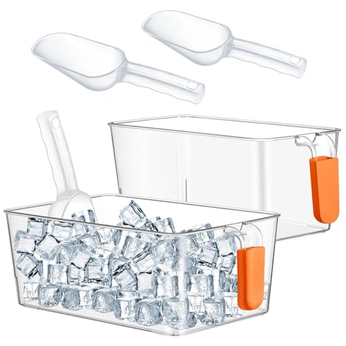 Havawish Ice Storage Bin and Flexible Scoop Set Plastic Freezer Bin - color: Orange, size: 10.83 x 7 x 4.33 In,10.83 x 4.92 x 4.33 in, style: Classic